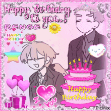 a birthday card for renge with a cake and hearts