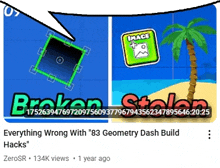 a picture of a broken square and a picture of a palm tree