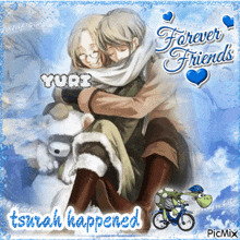 a picture of a man carrying a woman with the words forever friends on it