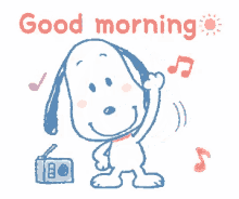 happy good morning snoopy dog exercise
