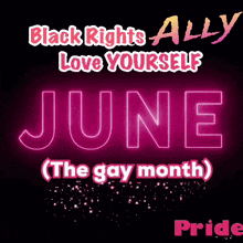a poster that says black rights ally love yourself june ( the gay month ) pride