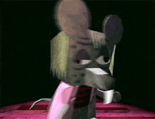 a computer generated image of a mickey mouse with a striped shirt on