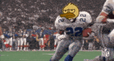 a football player with a duck on his head and the number 22 on his jersey