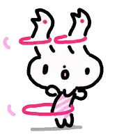 a drawing of a rabbit wearing a crown and hula hoops