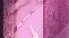 a pink background with swirls on it