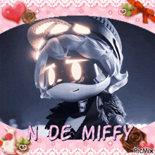 a picture of a robot with the name n de miffy on the bottom