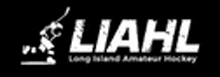 a white logo for liahl long island amateur hockey