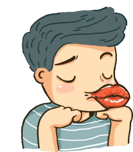 Romantic Boy Puckers For A Kiss Sticker - Sinetron Showdown Kiss Pout Stickers