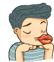 Romantic Boy Puckers For A Kiss Sticker - Sinetron Showdown Kiss Pout Stickers