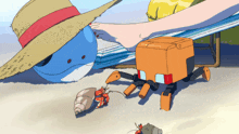 a cartoon of a woman 's foot on a beach chair