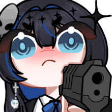 a cartoon drawing of a girl with a gun