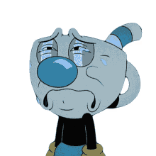 crying mugman cuphead show weeping sobbing
