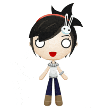 a cartoon of a girl with a bunny earring on her head