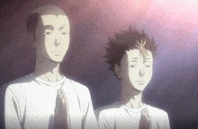 two anime characters are praying with their hands together