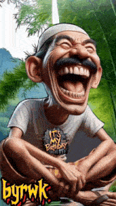 a cartoon of a man laughing with the words it 's my birthday