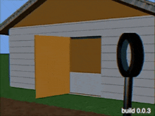 a cartoon drawing of a garage with the words build 0.0.3 on the bottom left