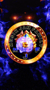 a coin that says i am family is surrounded by flames