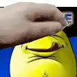 a hand is putting money on a yellow smiley face .