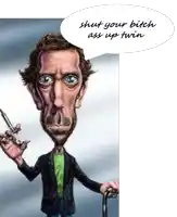 a cartoon of a man holding a syringe with a speech bubble that says shut your bitch ass up twin
