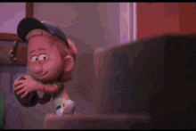a cartoon character is standing in front of a sign that says peak m.