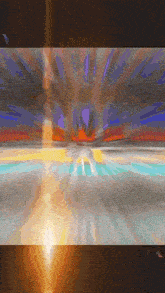 a painting of a sunset with a few rays of light coming out of it
