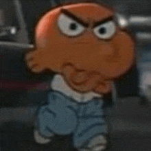 darwin is a cartoon character from the amazing world of gumball with a very angry look on his face .