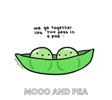 a cartoon of two peas in a pod with a quote .
