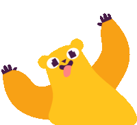a cartoon illustration of a yellow bear with its tongue sticking out