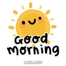 a sticker that says good morning with a smiling sun on it