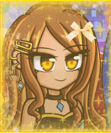 a cartoon drawing of a girl with a bow on her head