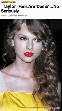 a celebrity news article about taylor swift is displayed