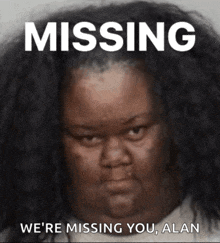 a picture of a woman with missing written on it