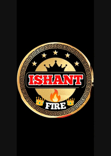 a gold coin with the word ishant fire in red