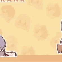 a cartoon girl is holding a broom in her hand and standing next to another girl .