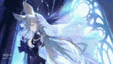 a girl with long hair is holding a glass of wine and the word arknights is on the bottom of the picture