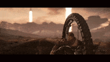 a man is riding a motorcycle in a scene from a video game called scelerity