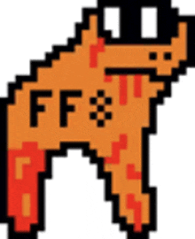 a pixel art drawing of a gun with the letters ff on it .