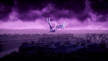 a pixel art of a bird flying over a city at night