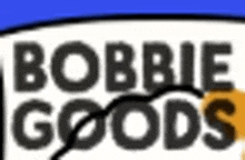 a close up of a bobbie goods logo on a blue background