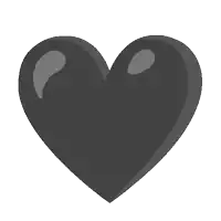 a black heart on a white background with a shadow on it