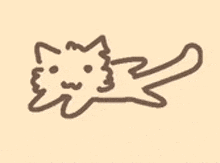 a line drawing of a cat with a long tail laying down .