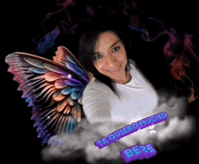 a woman with wings and the words te quiero mucho bere