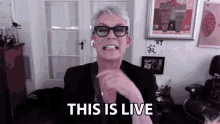 This Is Happening Right Now This Is Live Jamie Lee Curtis GIF - This Is Happening Right Now This Is Live Jamie Lee Curtis Lionsgate Live Stream GIFs