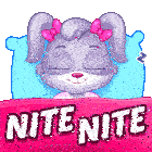 a cartoon bunny is sleeping under a pink blanket with the words nite nite on it
