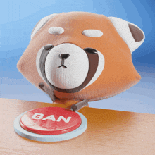 a red button that says ban on it