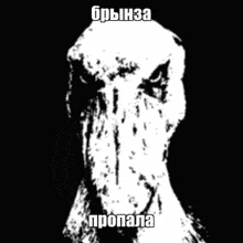 a black and white image of a bird with russian writing