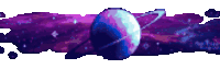 a pixel art of a planet in the middle of a purple galaxy