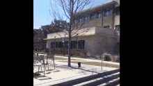 a large building with a sign that says no parking