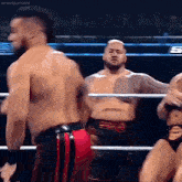 a group of men are standing in a wrestling ring with the hashtag bestofguerrillas on the bottom