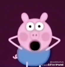 a drawing of a pig with a surprised look on its face